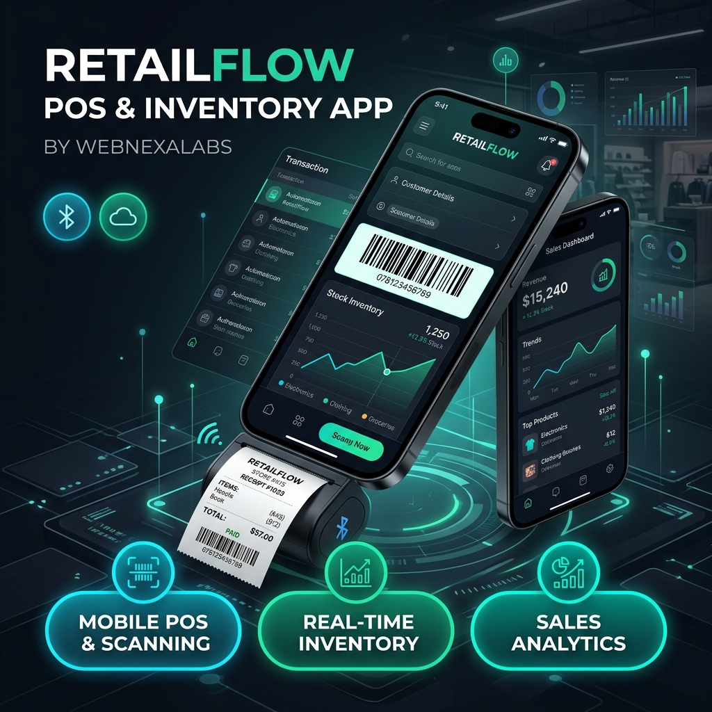 Introducing RetailFlow: How WebNexaLabs Engineered the Ultimate Mobile POS, Billing & Inventory App for Retailers