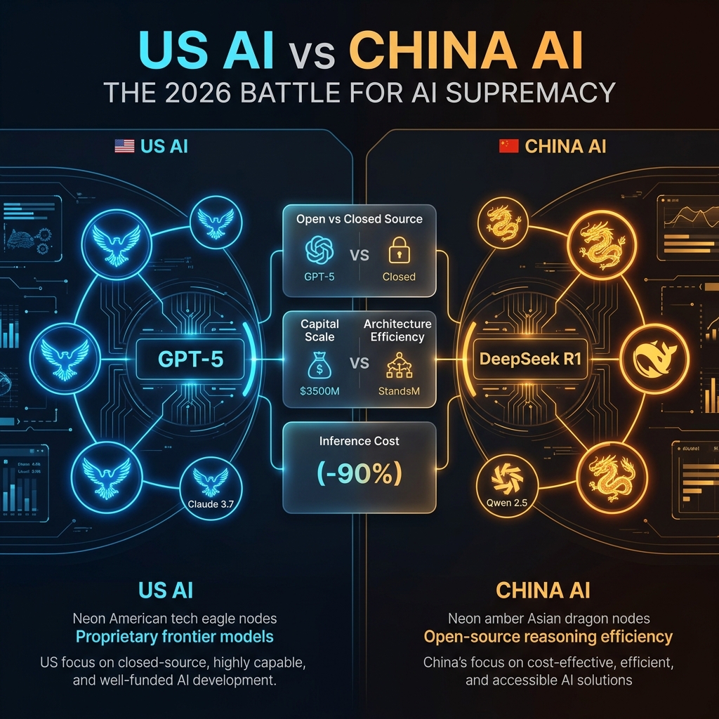 US AI vs. China AI in 2026: Capital Scale vs. Open-Source Efficiency – The Great Tech Divergence